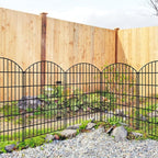 Metal Garden Fence with Gate 42in (H) x 23.3ft (L), 1 Gate+ 9 Panels Dog Fence Border Fence Animal Barrier, No Dig Garden Fencing for Yard Flower Bed Lawn Patio Outdoor, ECG4210, Black