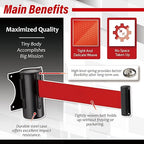 DuraSteel Wall Mount Retractable Belt Barrier - 9.2 Ft Red Safety Belt in Sturdy Black Casing - Guardian 1.0 Indoor & Outdoor Do Not Cross Caution Tape for Crowd Control Queue Barrier, Line Divider