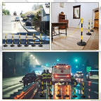 Konohan 4 Sets 34 Inch Parking Cone Delineators Post Traffic Cone Plastic Stanchion Set Stands Parking Barrier with Base 6.6 ft Chain S Hooks Reflective Collar (Yellow,Black)