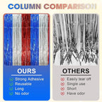 3 Pack 3.3 x 8.2 ft Blue Red Silver Foil Fringe Backdrop Curtains, Tinsel Streamers Party Decorations, Fringe Backdrop, Door Shimmer for Independence Day or Birthday Party