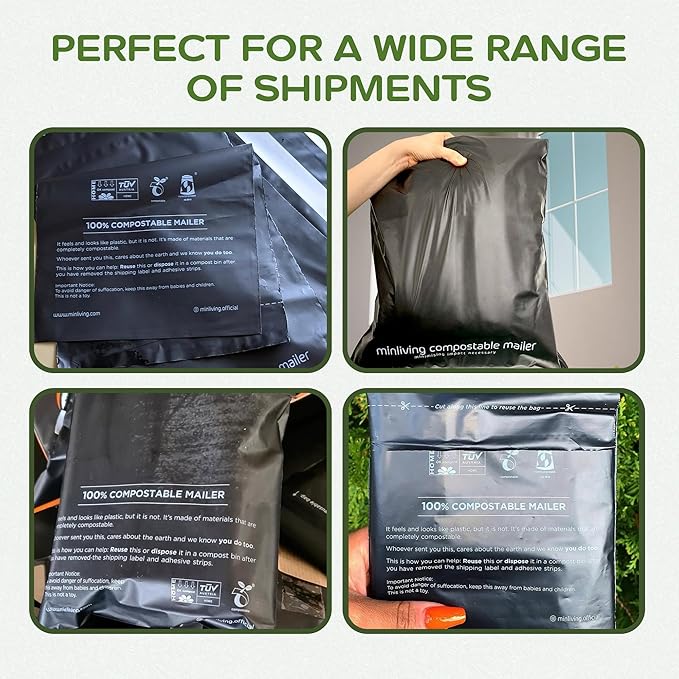 Reusable Double-Sealed Mailing Bags - Multi-Size Mailers (20 Pack 6x9, 20 Pack 10x13, 20 Pack 14.9x19), Plant-Based Packaging Envelopes With Adhesive Seal - 60 Pack Starter Set