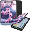 Clipboard with Storage Box & Pen Holder,Heavy Duty Clip Boards 8.5x11 for Nursing,High Capacity,School & Office Supplies,Cherry Blossom Mount