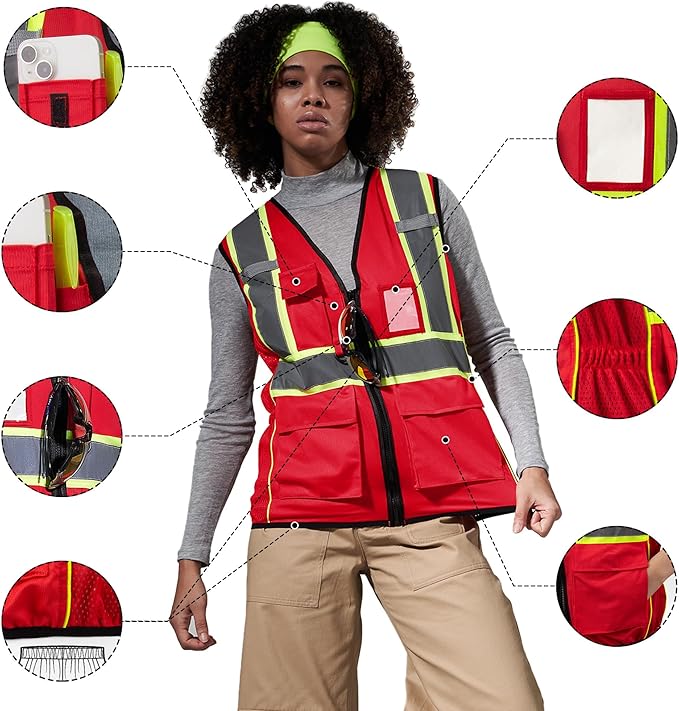AYKRM Custom Logo Personalised Printed High Visibility Reflective 2 two tone work construction Safety Vest