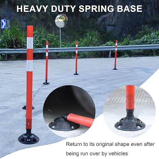 36 Inch Heavy Duty Traffic Cones 8-Pack with Spring Base - OrangeStar Reflective Safety Cones for Construction Zones, Highways, Parking Lots - Orange Road Delineators