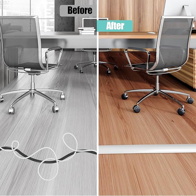 Floor Cord Cover Self Adhesive Cord Hider,3.3FT Cable Management, Extension Strip Protector for Wires, Prevent Cable Trips for Offices, Gyms, Exhibitions Cavity:0.51"(W) x 0.3"(H) White