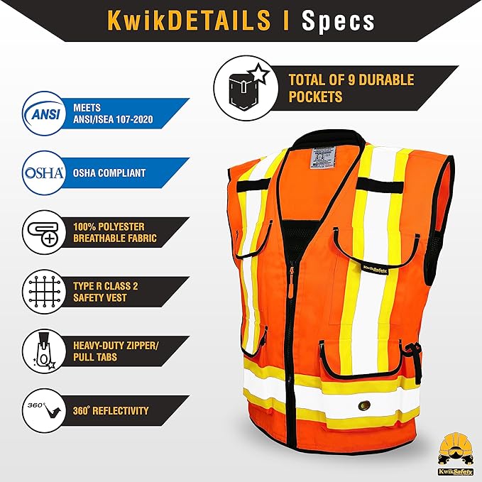 KwikSafety - Charlotte, NC - GODFATHER Safety Vest [CUSHIONED COLLAR + TABLET POCKET] ANSI OSHA