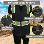 BeautyWill Custom Safety Vest Customized Logo Class 2 High Visibility Reflective Vest with Pockets Construction workwear