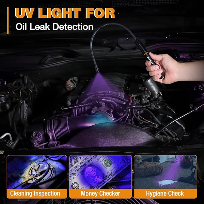 EverBrite Multi-Functional Rechargeable Work Light, Flexible LED Flashlight with 3 Light Modes (White, Red, UV), Telescoping Magnetic Pickup Tool, Christmas Birthday Gifts for Men, Dad, Husband