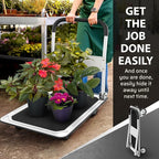 Heavy Duty Foldable Push Cart Dolly | 660 lbs. Capacity | Upgraded Collapsible Hand Truck Folding Platform with Swivel Wheels | Flat Bed Moving Wagon | Space Saving Push Handle (White)
