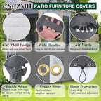 Square Heavy Duty Patio Table Covers Waterproof, 600D Outdoor Dining Table and Chair Set Covers, Outdoor Furniture Cover Waterproof for Sectional Sofa Couch 25''L x 25''W x 18''H, Grey