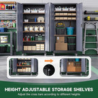 Letaya Metal Garage Storage Cabinets with Lock Door and Adjustable Shelves, Steel Tool Cabinets for Home,Office,Warehouse Organisieren (Black Grey, 75" H)