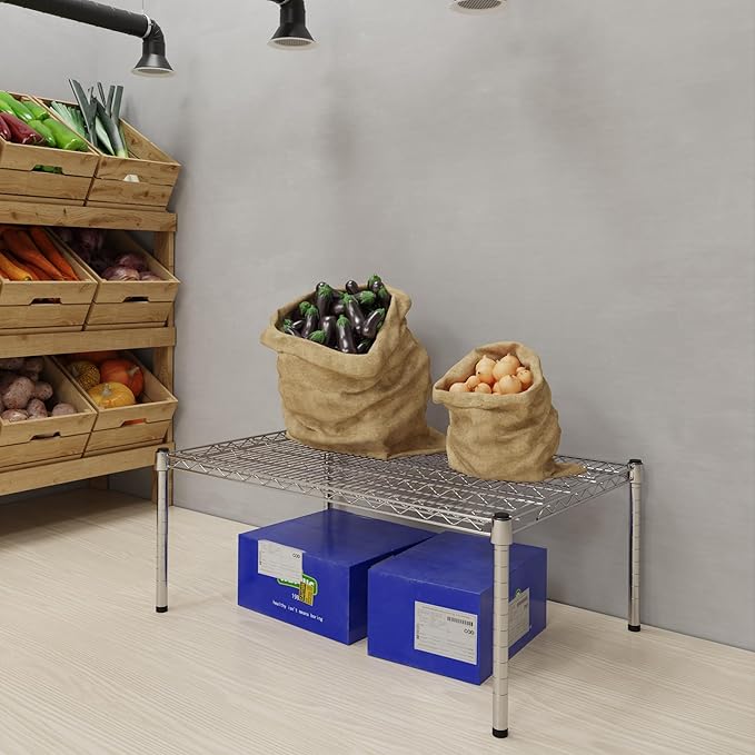 24''W x 36''L x 14''H Chrome Plated Wire Dunnage Rack | Off The Floor Storage