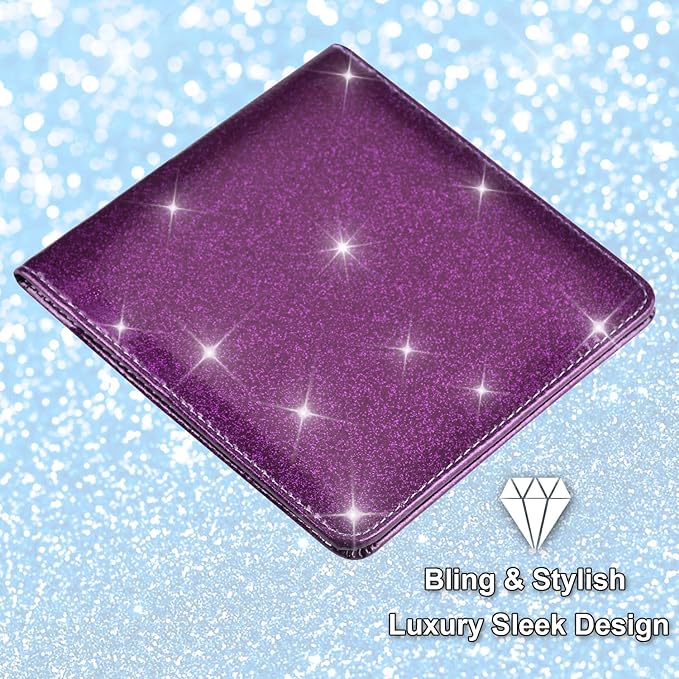 Cacturism Car Registration and Insurance Holder, Vehicle Glove Box Car Organizer Men Women Wallet Accessories Case for Cards, Essential Document, Driver License, Bling Purple
