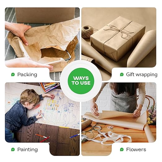 IDL Packaging 24" x 8640" (720 feet) - Kraft Paper Roll - 50lb Thickness - Natural Brown Kraft Wrapping Paper for Packing - Perfect Kraft Paper for Void Filling & Heavy Duty