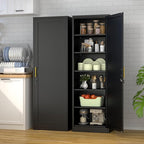 Metal Locker Cabinet, 19.7’’W Narrow Lockable Single File Storage Cabinet, Bathroom Cabinet with Lock and Adjustable Shelves for Living Room, Home Office, Kitchen, Black
