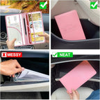 PLOJOP Car Registration and Insurance Card Holder, Leather License Document Pink Glove Box Compartment Organizer, Car Wallet Case for Essential Info, License Cards, ID Card