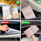 PLOJOP Car Registration and Insurance Card Holder, Leather Vehicle Insurance Card Holder Glove Box Compartment Organizer, Car Wallet Case for License Cards, ID Card, Business Card (Rose gold, L)
