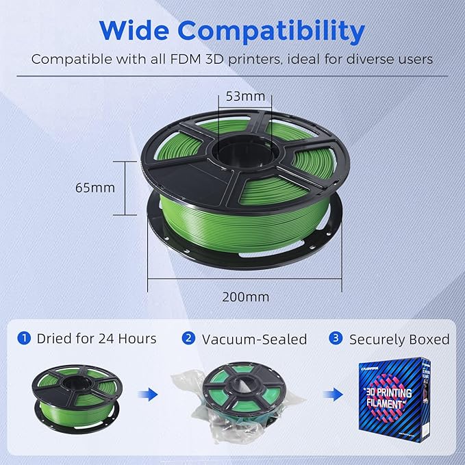FLASHFORGE PETG Pro Filament 1.75mm Green, 3D Printer Filament 1kg (2.2lbs) Spool, Dimensional Accuracy +/- 0.02mm, 3D Printing Filament for Various Mechanical Parts, Waterproof Parts