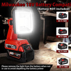 25W 2000LM Cordless LED Work Light for Milwaukee M18 18V Battery Portable Flood Lights for Outdoor Indoor Workshop Job Site, LED Floodlight with Pivoting Head/USB Port(No Battery)