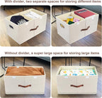 TYEERS Extra Large Collapsible Storage Bins with Lids and Compartments, Washable, Fabric Storage Boxes, 21.7x13x11.8 inches, 3 Pack, Beige