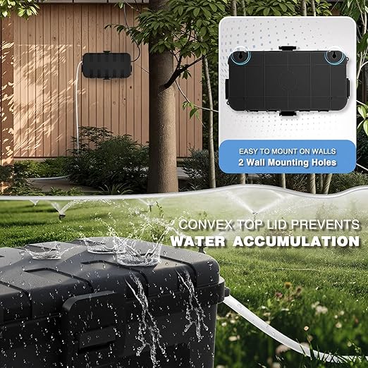 Flemoon [2 Pack] Outdoor Electrical Box Waterproof, Medium Weatherproof Electrical Box (11.5x5.2x4 inch) w/6 Cable Entry Ports, Extension Cord Cover for Power Strip, Timer, Plug, Holiday Light, Black