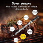 WiFi Sub-1G Wireless Meat Thermometer Unlimited Range 7 NIST Cert.Sensors IP68 With Ambient Temp Accuracy ±0.5°F APP&Magnet Smart Digital Base,Monitor for BBQ, Grill,Oven,Smoker(1,Black,Small)