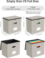Oterri File Organizer Boxes with Lids, File Box with Mesh Pockets, Document Organizer Box for Letter Size Folders, Zippers Important Document Organizer (Beige, Small-2 Pack Without Folders)