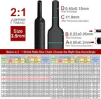 Chanzon 2:1 Ratio 9/64" (3.5mm) Heat Shrink Tubing 8Ft Roll (2.5M Total Length) Black Polyolefin Sleeving Wrap Shrinking 2 to 1 1pcs