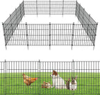 10 Panels Garden Fence Dog Fence Outdoor for Yard,24in H x 20ft L Rustproof Metal Fencing with Ground Stakes|No Dig Temporary Animal Proof Containment for Pets/Rabbits|Durable Patio Security Panels
