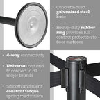 Qbuster Black Stanchions with Retractable Belt, Crowd Control Safety Barrier with 11’ Black Belt, Set of 2 Posts