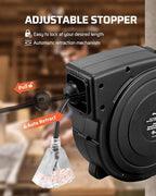 DEWENWILS Retractable Extension Cord Reel, 50 FT Heavy Duty Power Cord, 14AWG/3C SJTOW, 3 Grounded Outlets Lighted Triple Tap, 13 Amp Circuit Breaker, UL Listed