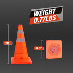 RoadHero 18 Inch 20 Pack Collapsible Traffic Safety Cones, Multi Purpose Pop-up Cones with Reflective Collar for Road Safety, Orange Cones for Driving Training, Parking Lots