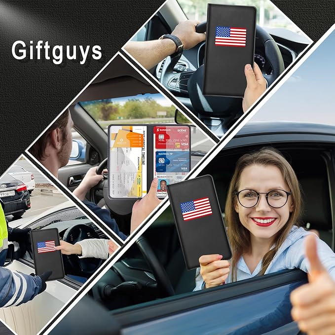 Car Insurance and Registration Card Holder | for BMW Ford Tesla Cadillac All Cars | Store Cards, ID License & Essential Documents | Premium Leather with Magnetic Closure