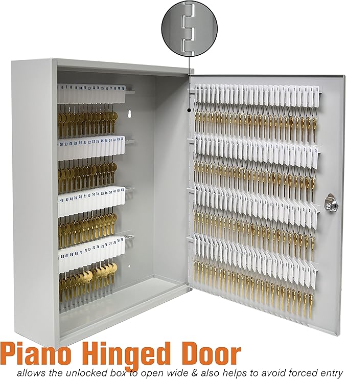 BankSupplies STEELMASTER 200-Key Cabinet | Piano Hinged Door | Steel Construction Key Lock Box