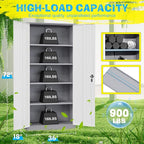 Pataku Metal Storage Cabinet, 72" Garage Cabinet with Doors and Shelves Lockable Steel Multifunctional Cabinets, File Cabinets for Home, Office, Garage, Warehouse(White Grey)