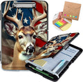 Clipboard with Storage,Heavy Duty Plastic Storage Clipboard with Low Profile Clip,Teacher Must Haves,Office Supplies,American Flag Deer