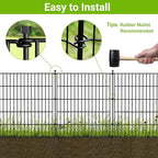 5 Panels No Dig Decorative Outdoor Garden Fence with Gate for Yard, 48 in(H) X 13.13 ft(L) Animal Barrier Fencing Rustproof Metal Wire Panel Border for Dog, Rabbits, and Patio Temporary Ground Stakes