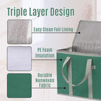 VENO 2 Pack Cooler Bag and Insulated Grocery Bags for Food Delivery, Collapsible Cooler, Reusable Shopping Bags for Groceries with Zipper, Foldable, Heavy-Duty, Stands Upright (Green, 2 Pack)