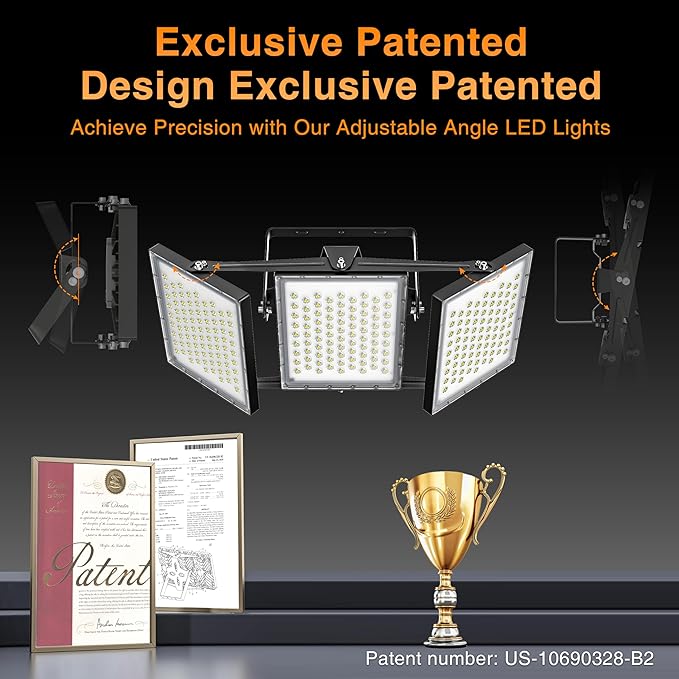 2025 Elite New Upgraded LED Flood Light Outdoor 450W 67500lm Stadium Flood Lights, 5000K D IP66 Waterproof Adjustable Floodlight for Street, Parking Lot