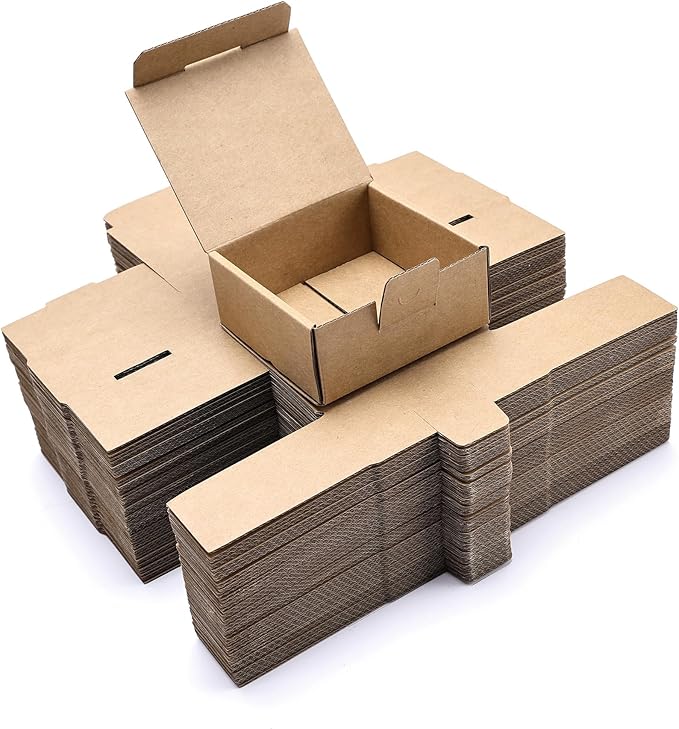 Small Shipping Boxes 3.5x3.3x1.6 Inches, 50-Pack Brown Corrugated Cardboard Gift Boxes for Mailing, Packaging & Storage