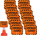 12 Pcs Plastic Sidewalk Closed Sign Bulk for Traffic Cones Top Road Warning Signs 10.4" Height x 12.6" Width x 0.05" Thickness for Outdoor Barricade Construction Caution