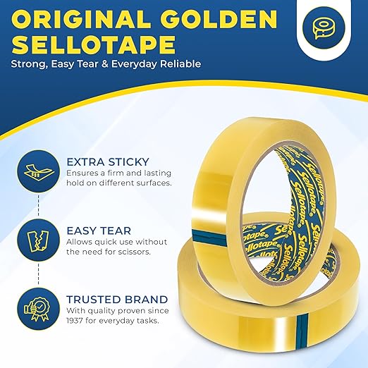 𝟮 𝗣𝗔𝗖𝗞 Original Golden Heavy Duty Packing Tape | Extra Strong Clear Packaging Tape for Home, Office, Gift Wrapping & Moving Boxes | Anti-Tear, Adhesive Shipping Tape Refills 0.96 Inch x 55 Yards