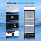 Wilprep Commercial Refrigerator, 22.4 cu. ft. Upright Beverage Display Refrigerator with LED Lighting, 27.6" Glass Door Merchandiser Cooler, ETL, ETL sanitation Listed