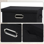 Medium 15" 21 Quart Collapsible Stackable Storage Bins with Lids, 5 Packs Black Foldable Fabric Closet Storage Boxes with Lids, Lidded Heavy-duty Linen Baskets(15x11x8)