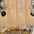 3 Pack Foil Fringe Backdrop - Laser Champagne Shiny Tinsel Curtains for Party Decoration/Photo Booth Props - 3.3x8.2 FT Metallic Foil Backdrop for Birthday, Wedding, Graduation, Christmas.