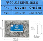 Large Paper Clips Non-Skid, 2 Inch Jumbo PaperClips, 300 Pcs Metal Paper Clips Large,Paperclips Non-Skid Clips for Office&School Supplies.