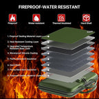 Fireproof File Organizer,Fireproof Document Box with Lock,Large 13 Pocket Expanding File Folder,Hard-Shell Portable Safe Storage for Letter/Legal Document,Laptop,Valuables-Green