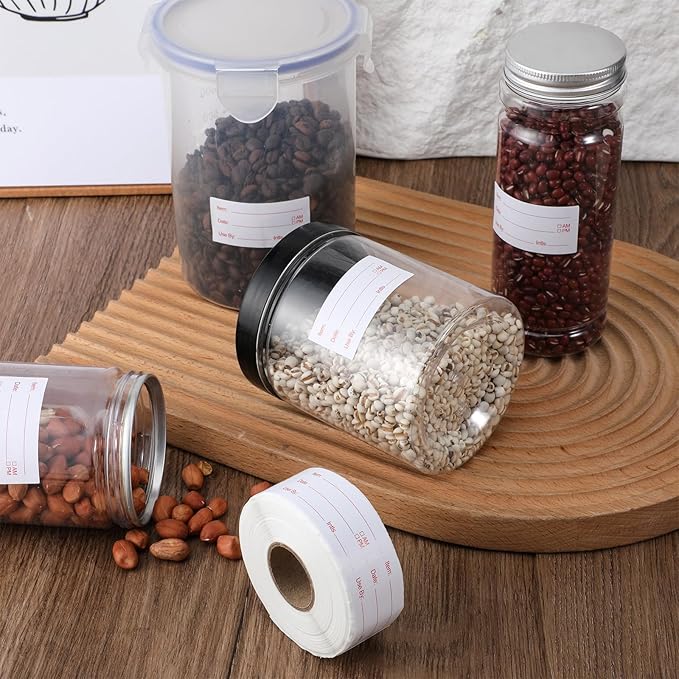 Dissolvable Labels, 1Rolls 500 Pieces 1 x 2 Inch Dissolvable Stickers Labels Food Storage Freezer Date Stickers for Refrigerator Removable Food Label for Freezer Refrigerator Foods Containers