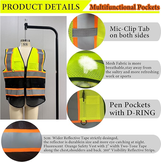 Personalized High Reflective Safety Vest Custom Hi Vis Safety Vest Men Women Construction Workwear Security Vest