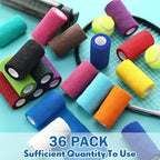 Treela 36 Pcs Self Adherent Bandage 4" X 5 Yard Wrap Breathable Cohesive Bandage Elastic Adhesive Tape for Stretch Athletic Sports Wrist Ankle(Light Color)